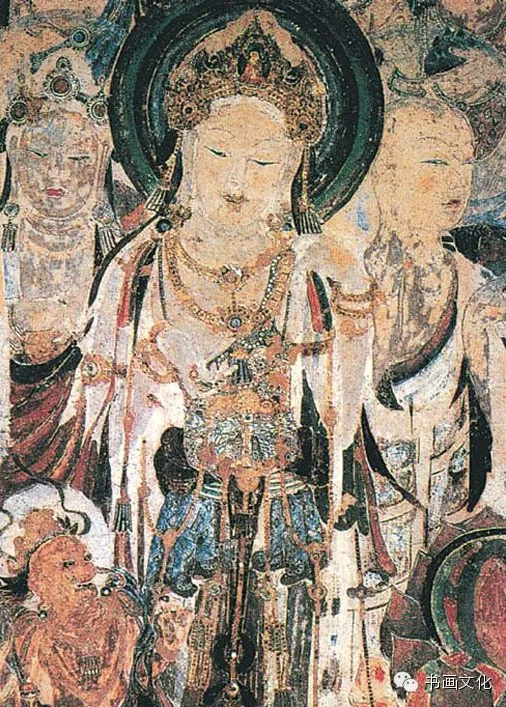 在服飾上大量用金的菩薩像（敦煌莫高窟第57 窟壁畫局部 唐）