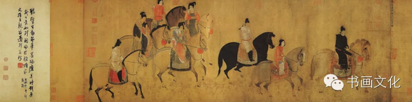 宋 趙佶 摹張萱虢國夫人游春圖卷絹本 51.8cm×148cm遼寧省博物館藏