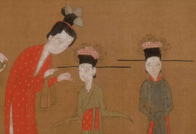 頭戴簪花展翅幞頭的舞者（《歌樂圖》局部 ）